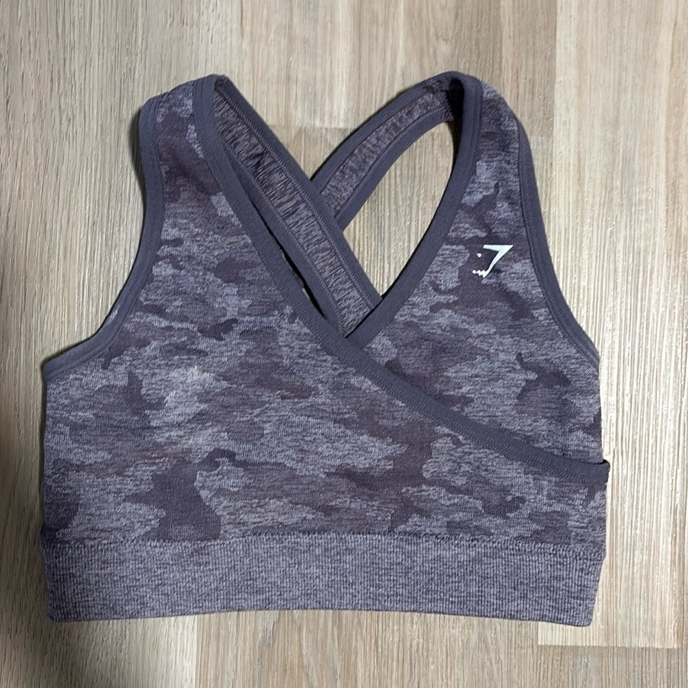 Gymshark Purple Camo Crisscross Sports Bra